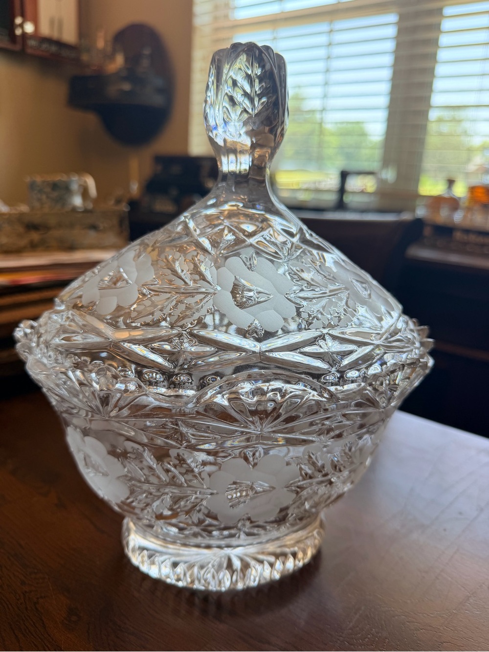 Large Cut Crystal rose Covered Candy Dish - Clear Glass cute candle making